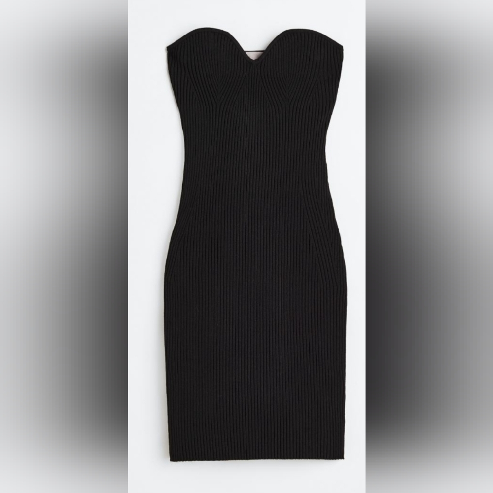 H&M, Women’s XL, Black Strapless Fitted Mini Dress